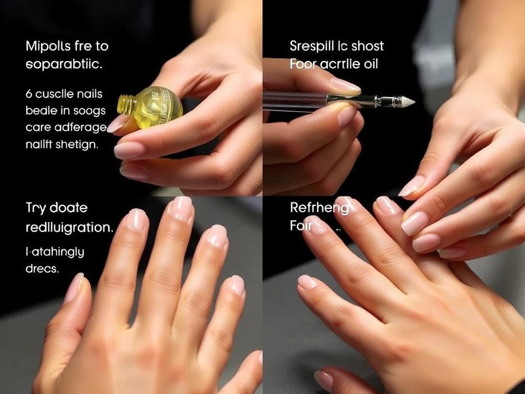 Maintenance routine for cute short acrylic nails showing proper care techniques
