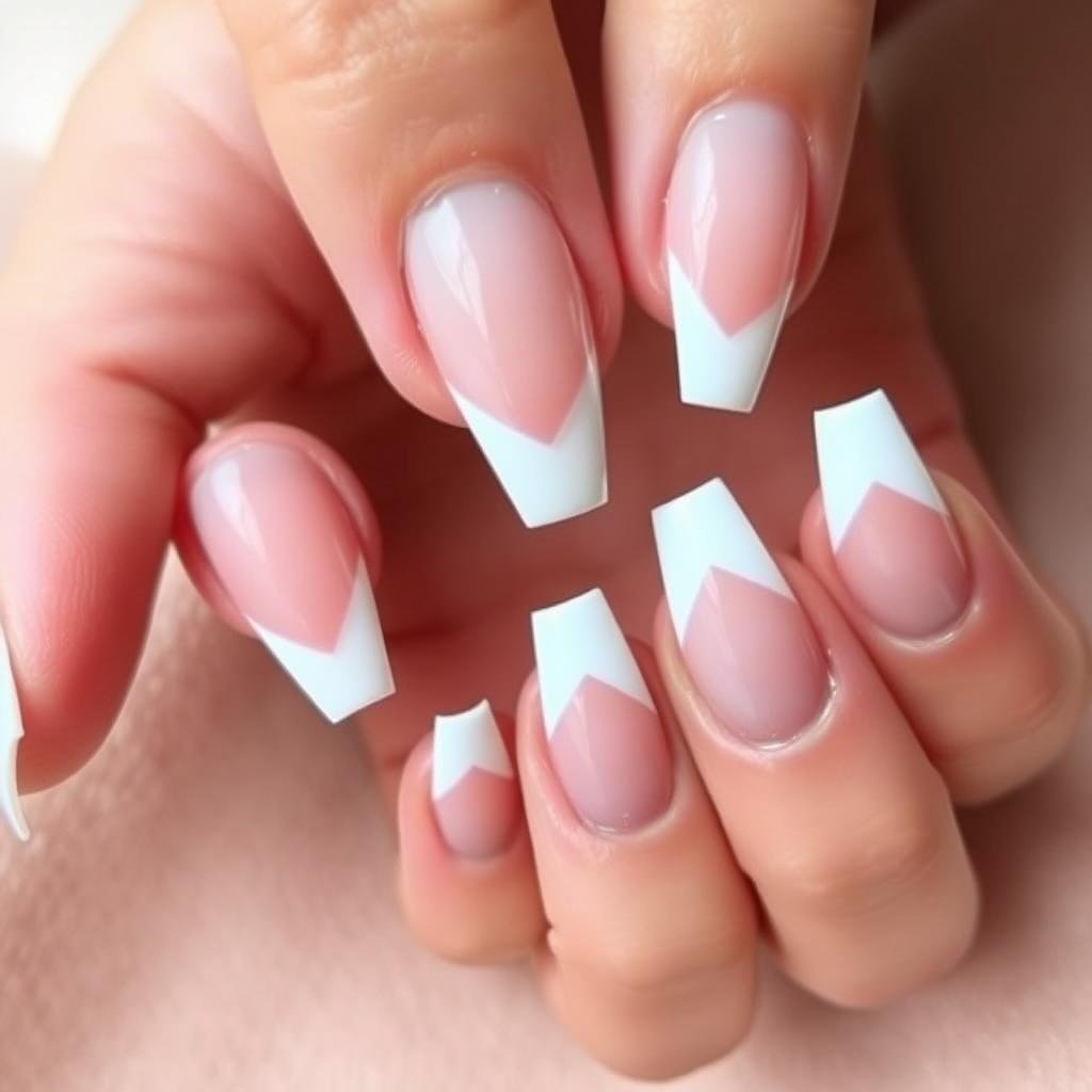 Negative space short almond acrylic nails