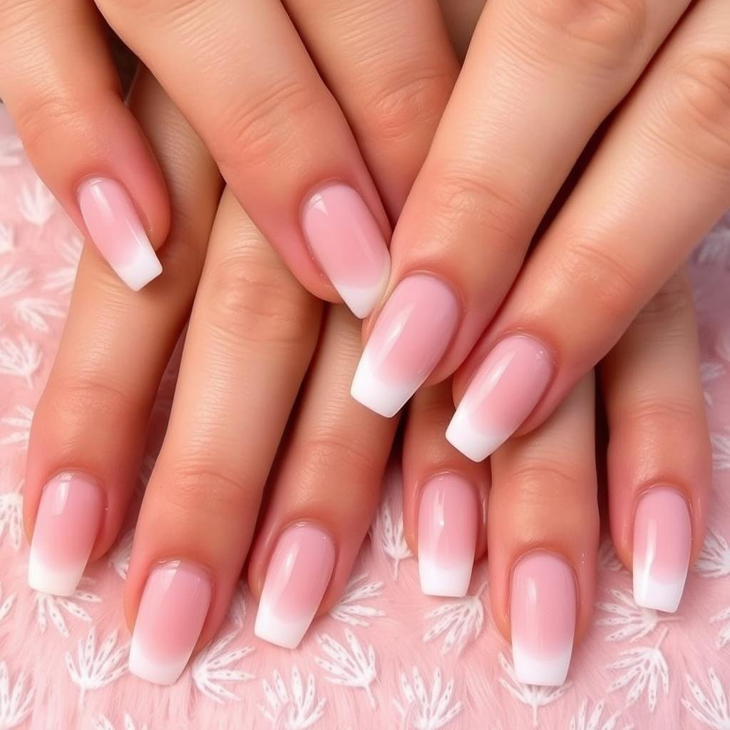 Ombre short almond acrylic nails
