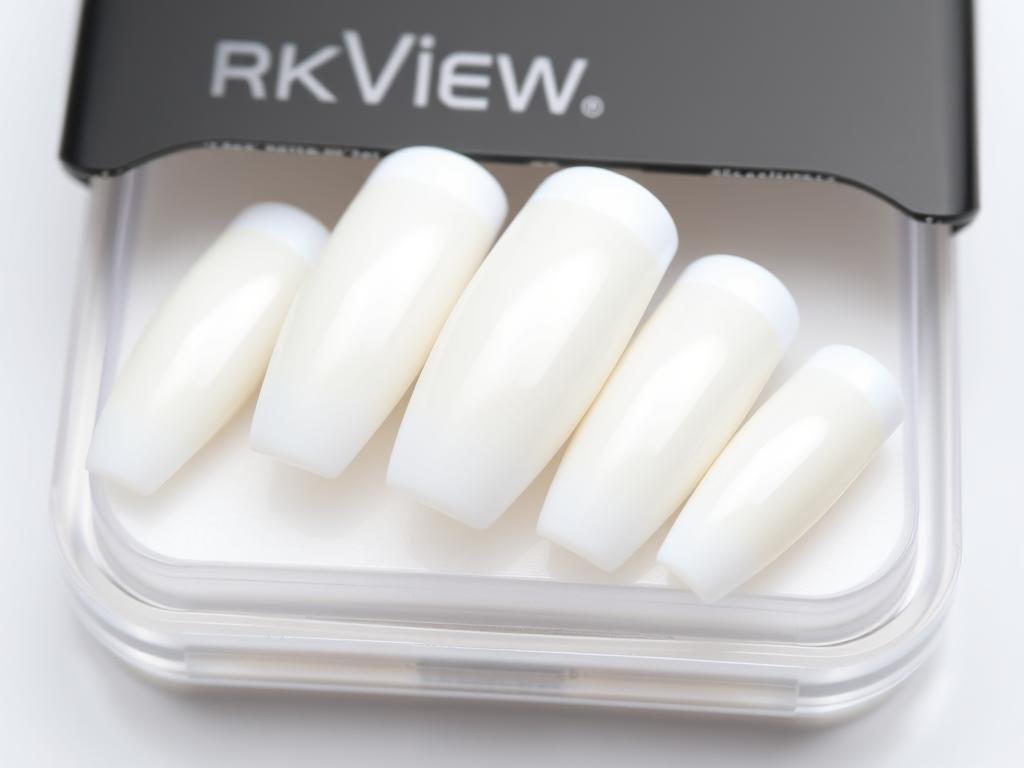 RikView White Press on Nails with French tips in square shape