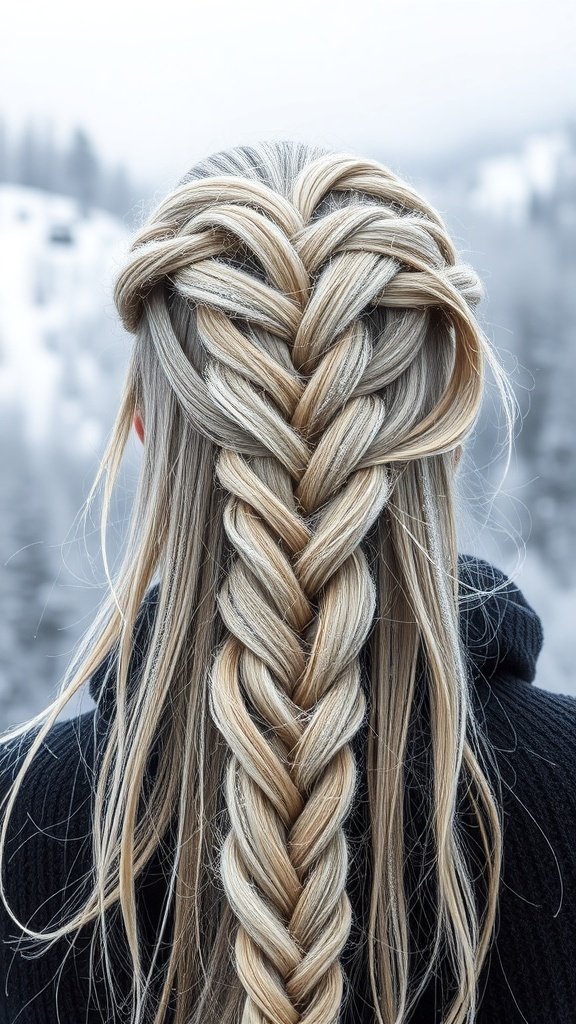 A waterfall braid hairstyle with frosted tips, showcasing intricate weaving and flowing strands.