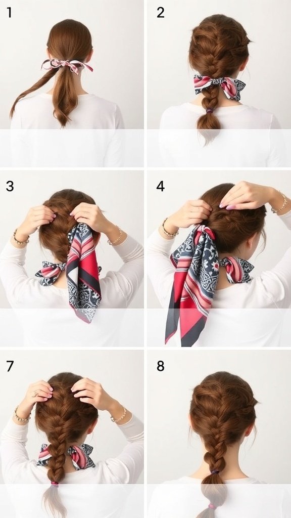 Step-by-step tutorial on how to create a scarf braid hairstyle