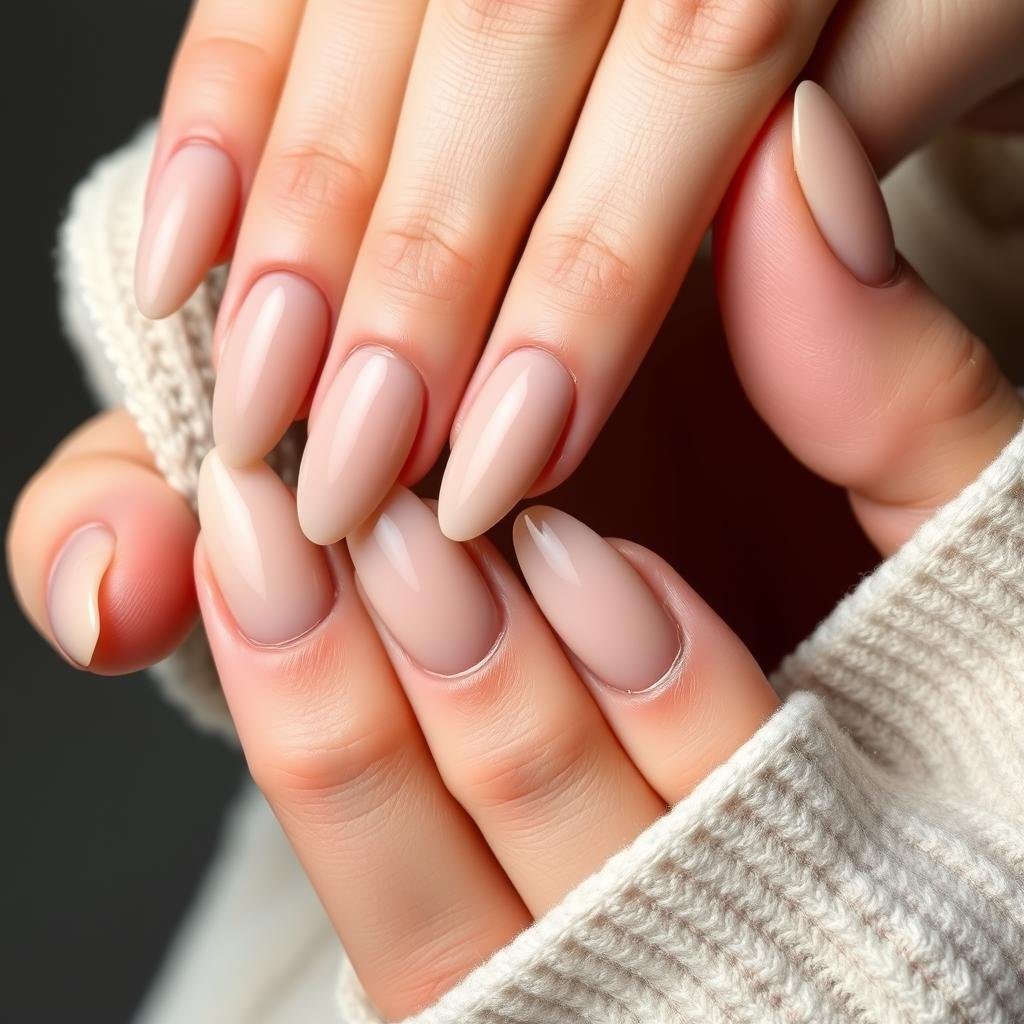 Beige taupe solid color acrylic nails for professional settings