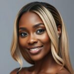 Black woman wearing a blonde lace front wig with natural-looking hairline