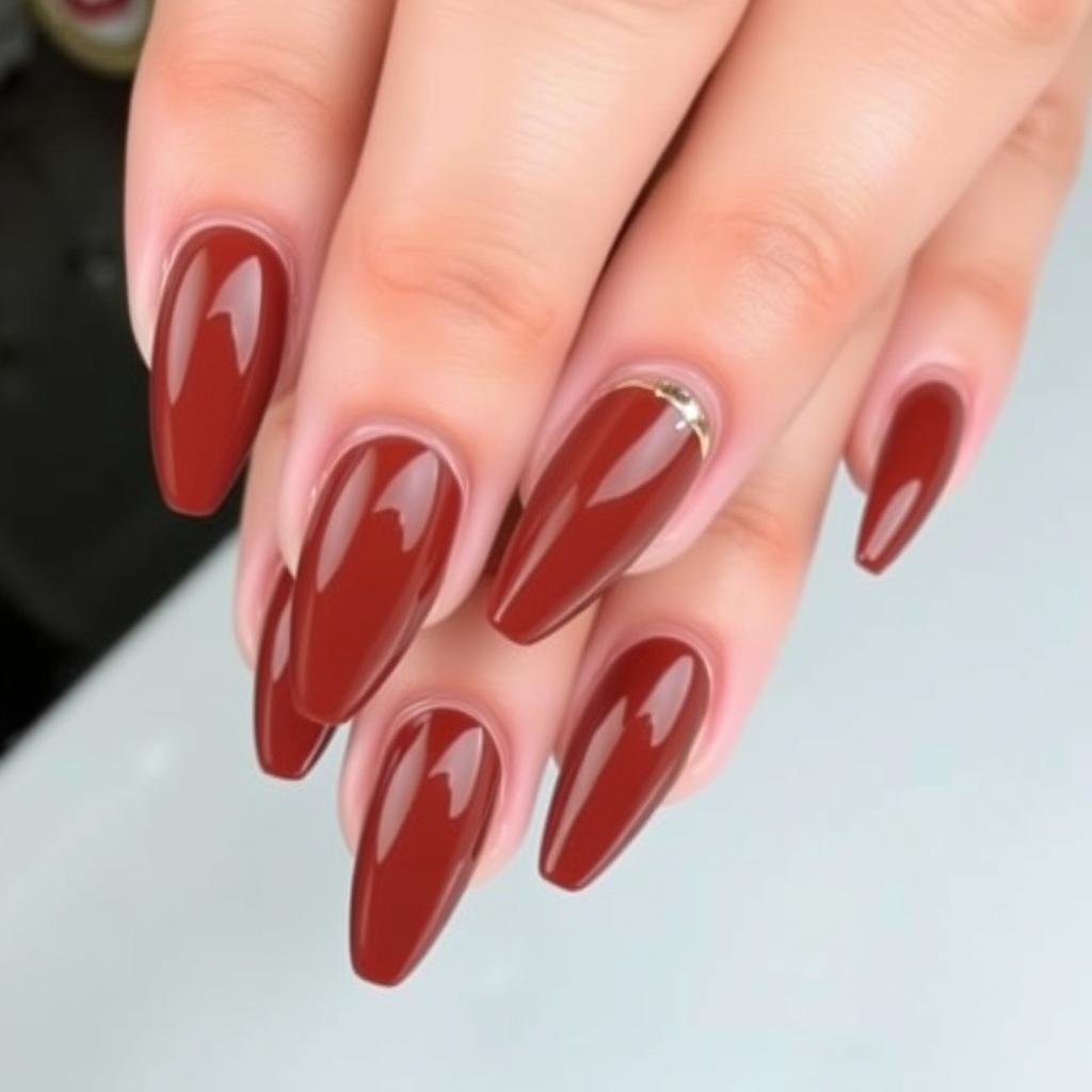 Brown acrylic nails in practical squoval shape