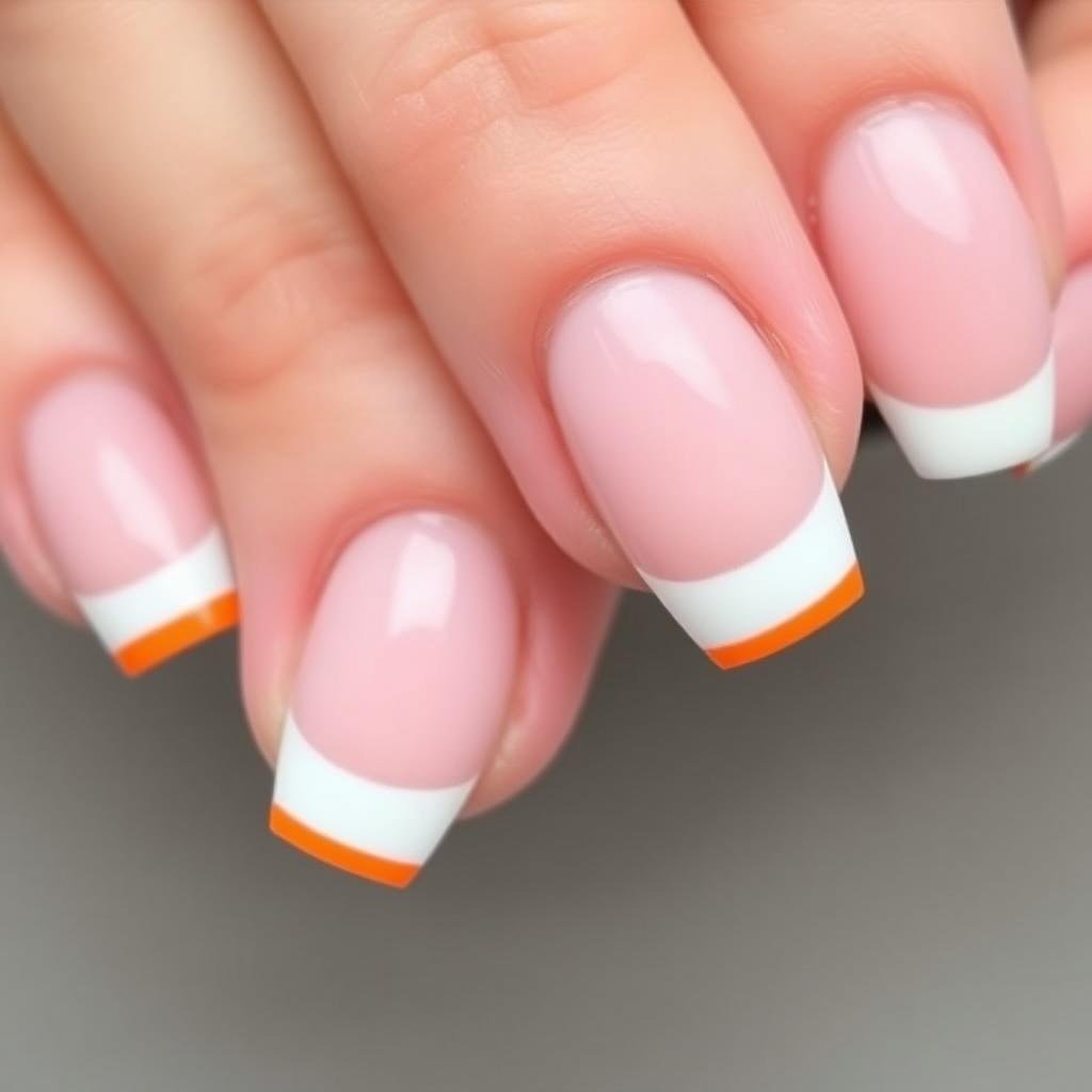 Classic orange French tip acrylic nails
