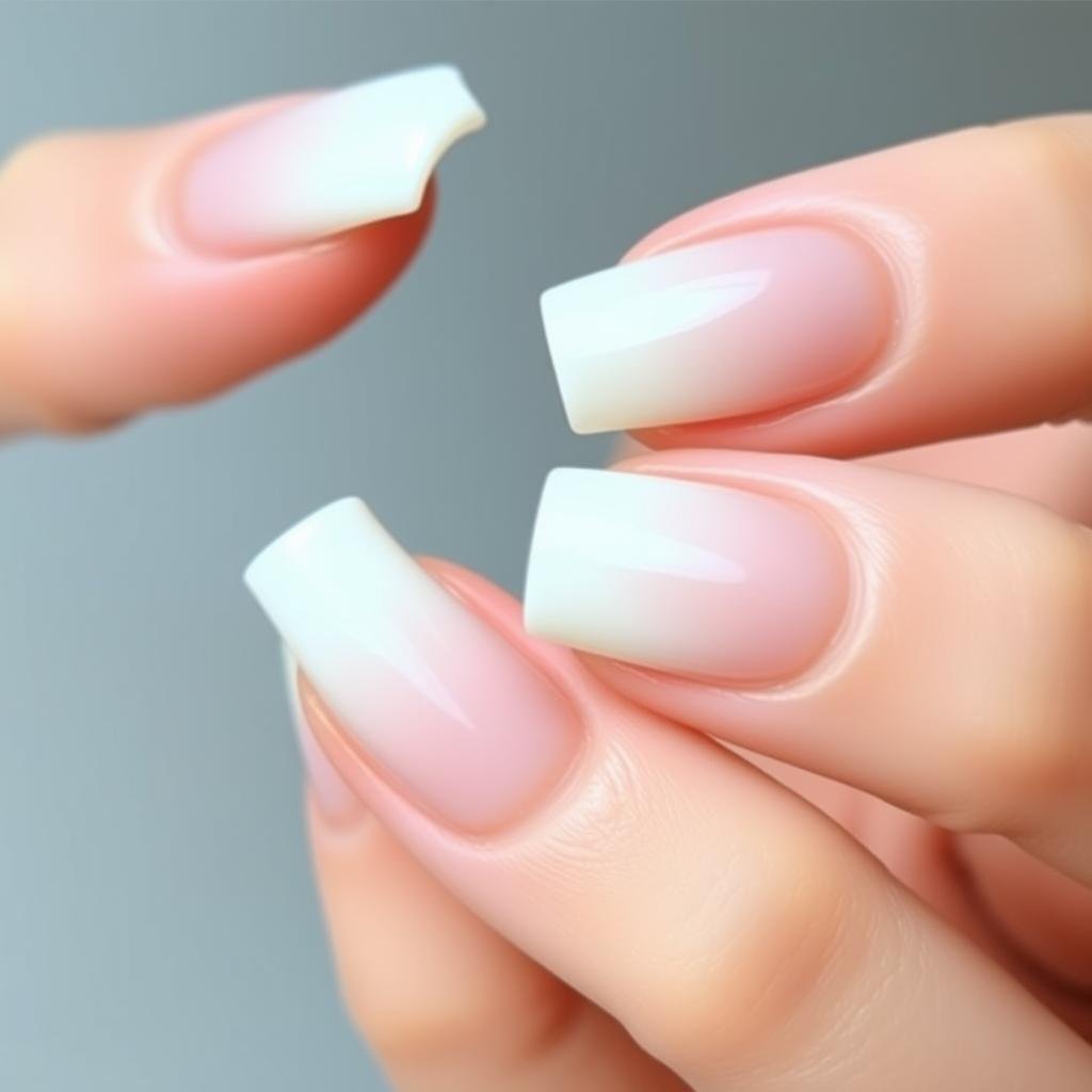 Classic white square French tip acrylic nails