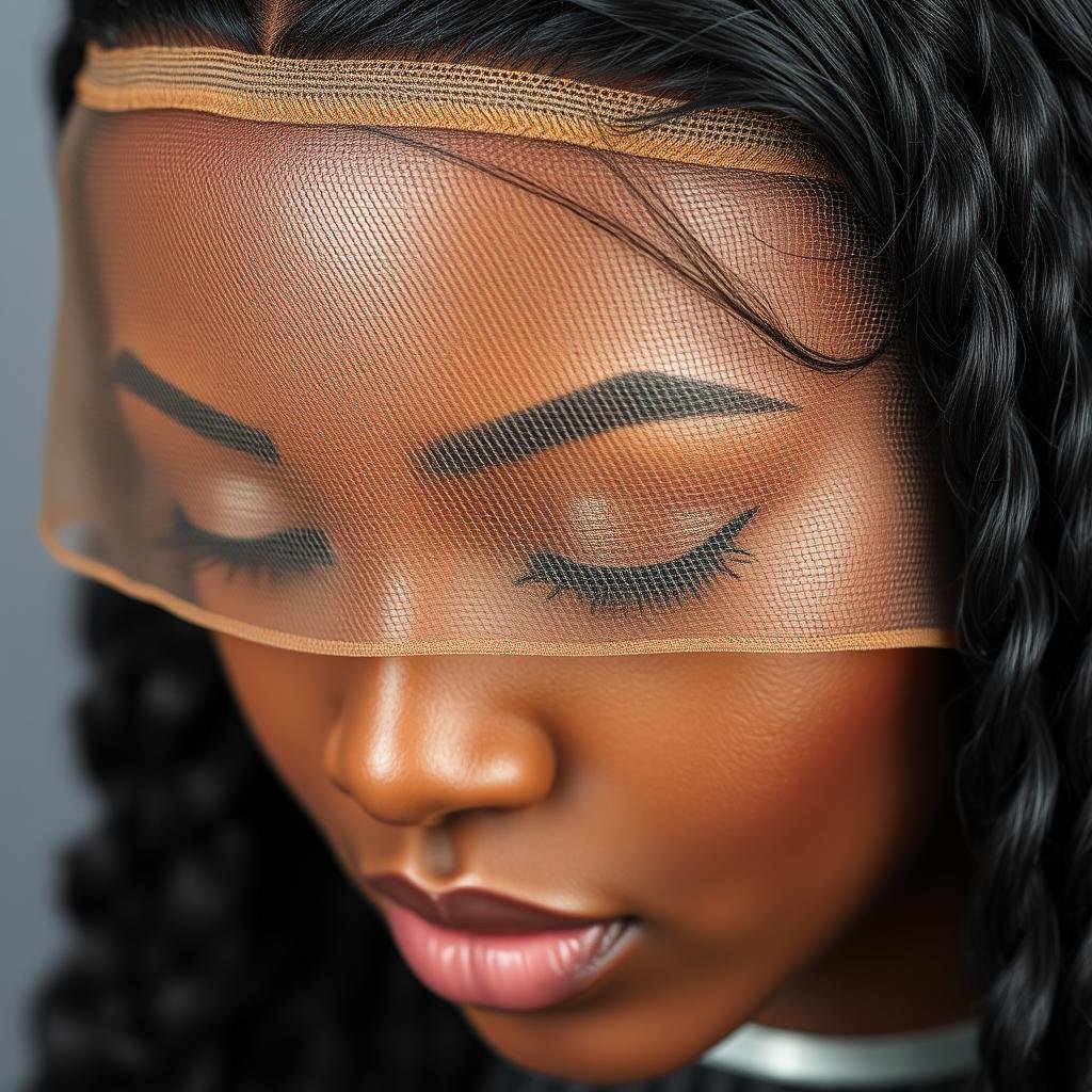 Close-up of HD lace front wig for black women showing invisible hairline