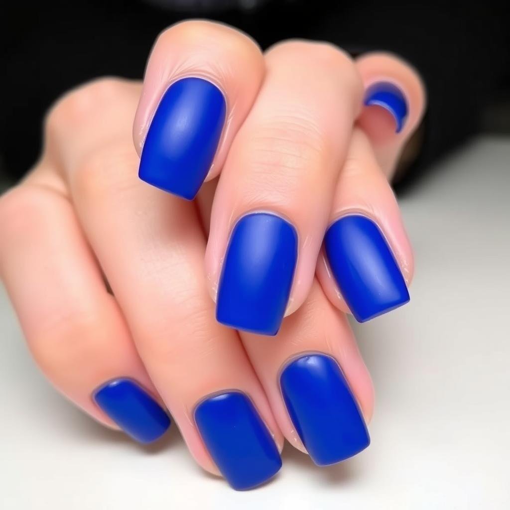 Cobalt blue square acrylic nails with matte finish