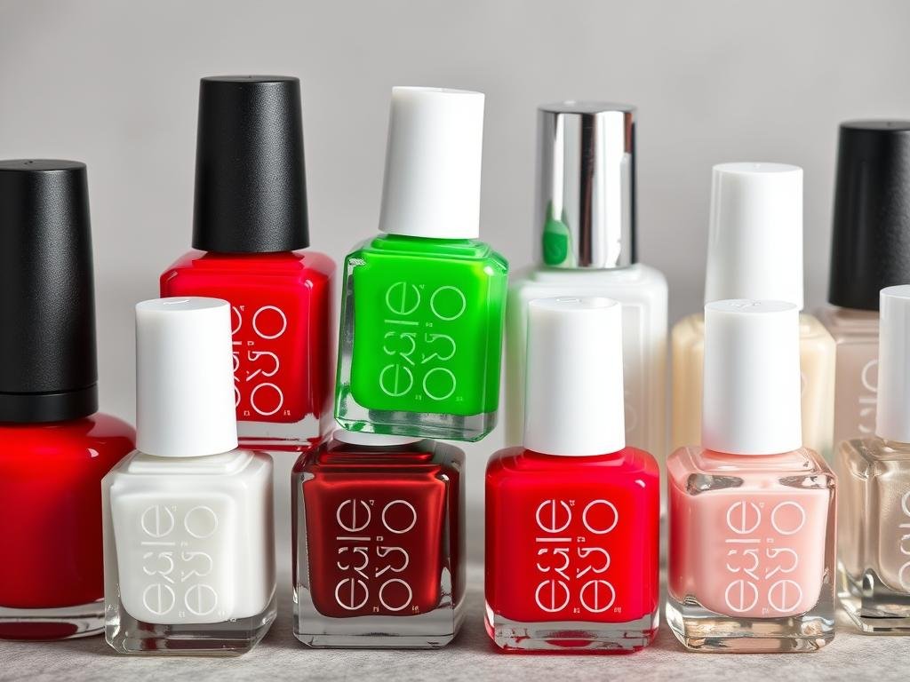 Collection of nail polish colors ideal for cherry nail art