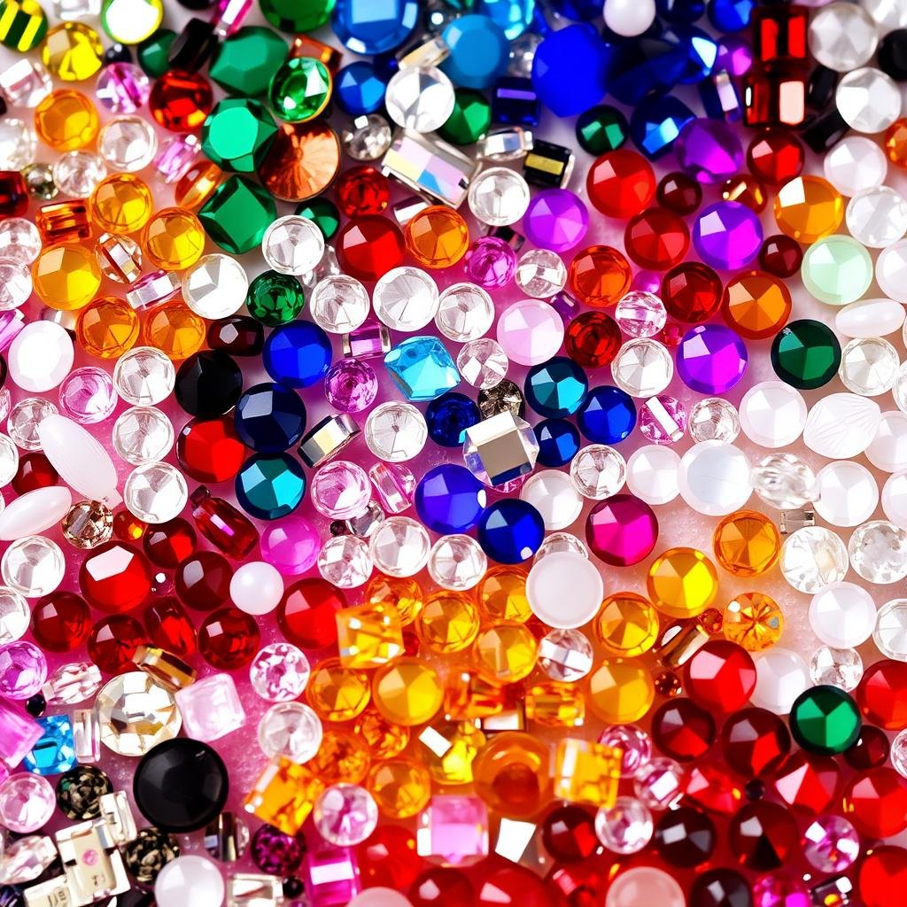 Collection of rhinestones and crystals for duck nails acrylic decoration