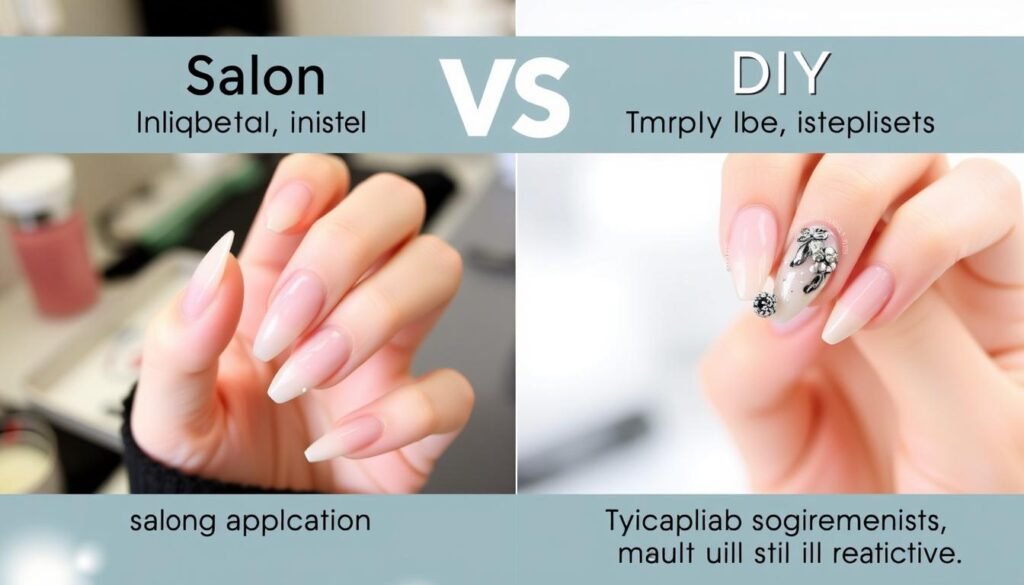 Comparison of professional salon acrylic nails versus DIY application results