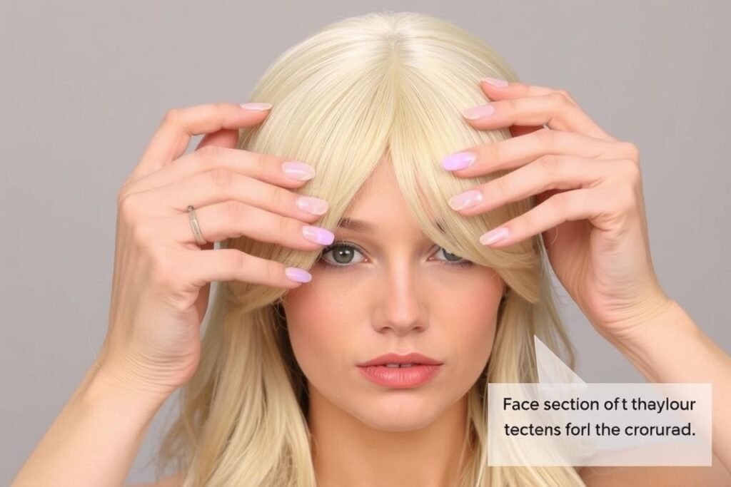 Creating face-framing layers with a blonde wig
