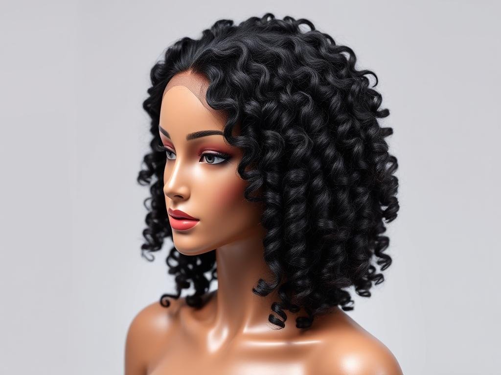 Curly human hair wig for black women with natural-looking part