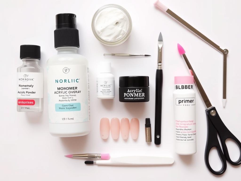 DIY acrylic overlay nail kit with tools and products