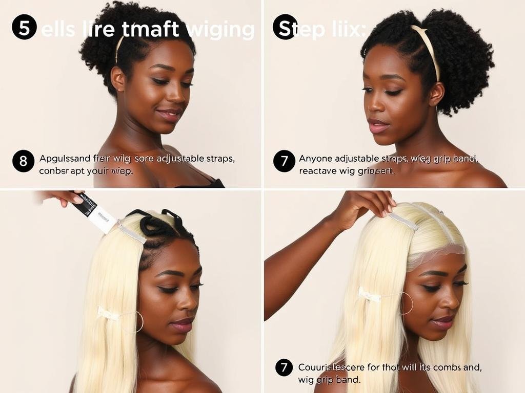 Demonstration of glueless wig application techniques