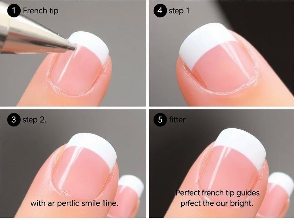 Demonstration of using French tip guides on short acrylic nails