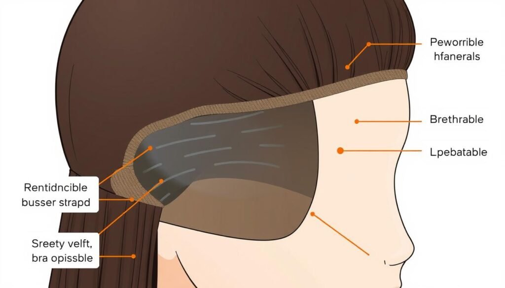 Diagram showing breathable wig cap construction for curly wig hairstyles black women prefer