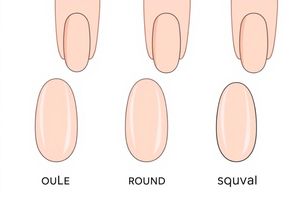 Different nail shapes for natural looking acrylic nails including oval, round, and squoval