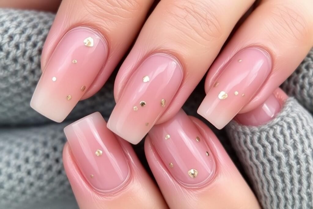 Dusty pink square acrylic nails for fall