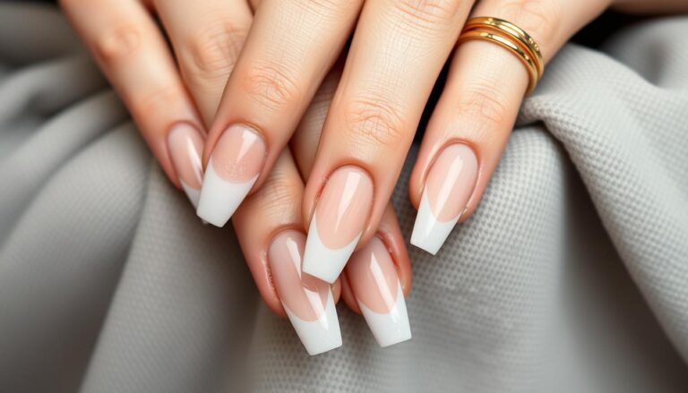 Elegant classy acrylic nails featuring neutral colors and minimal design elements