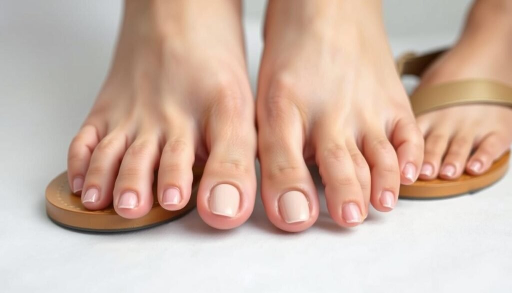 Everyday elegant acrylic toe nails with neutral colors and simple designs