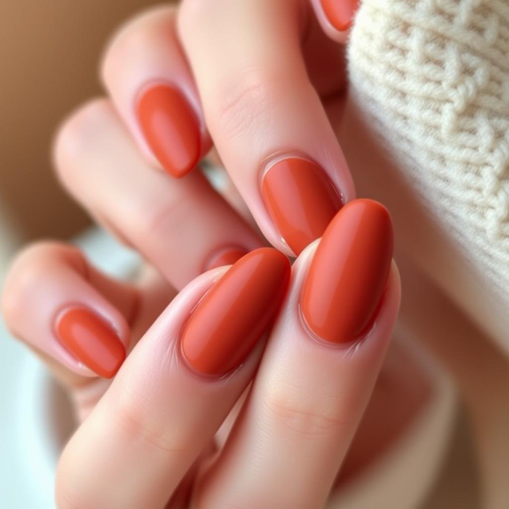 Fall terracotta solid color acrylic nails
