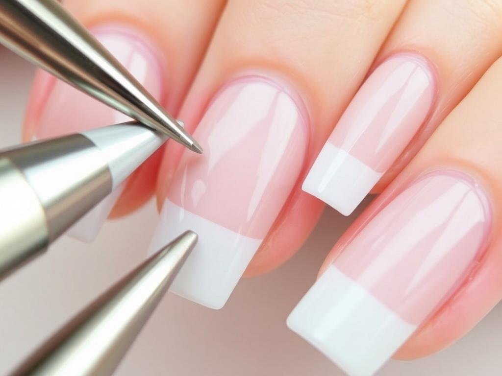 French tip guides being used for perfect square French tips
