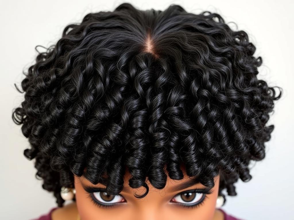 Front view of a kinky curly lace front wig showing the natural-looking hairline for black women