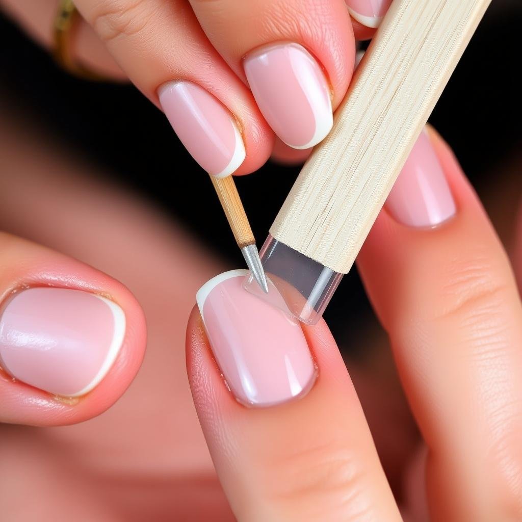 Gently removing softened acrylic with wooden stick Gently removing softened acrylic with wooden stick