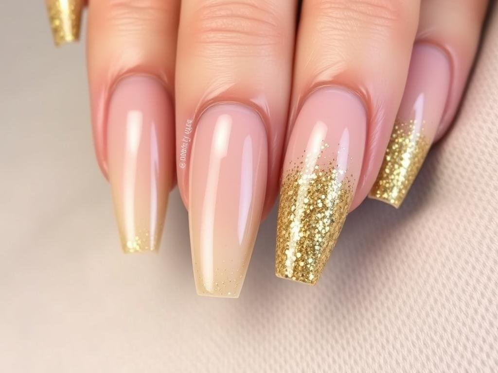 Glitter ombre acrylic nails with sparkle gradient effect