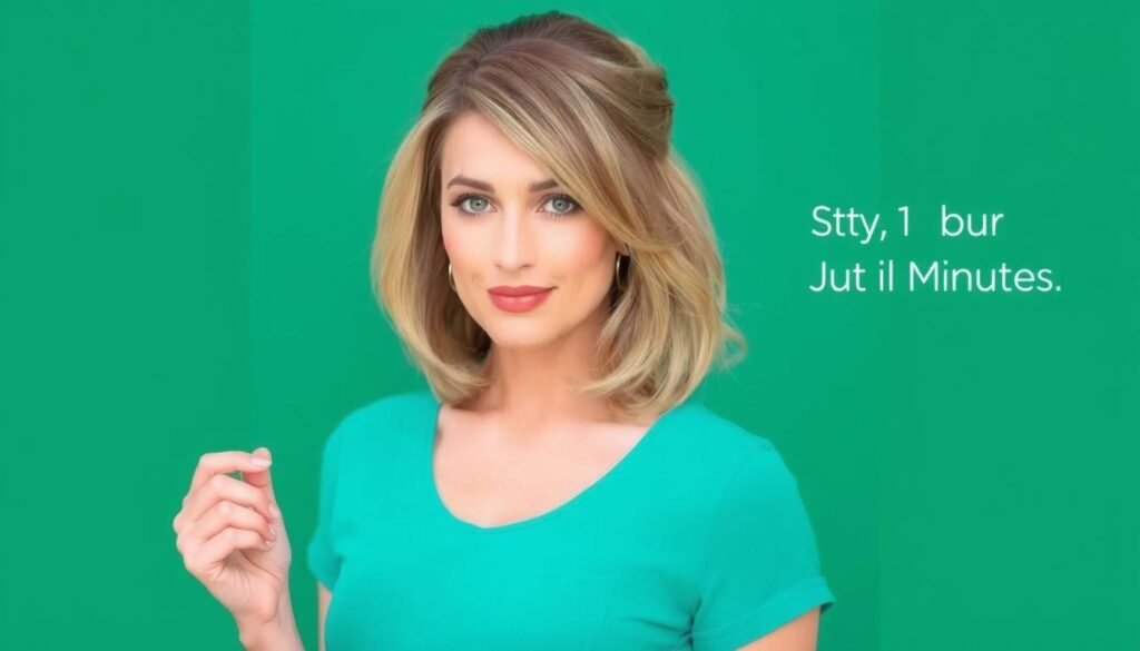 Half wig styled in half-up, half-down style Half wig styled in half-up, half-down style