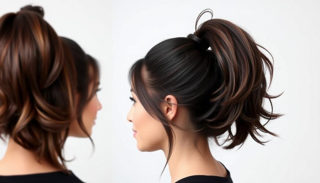 Half wig styled into a ponytail for busy mornings Half wig styled into a ponytail for busy mornings