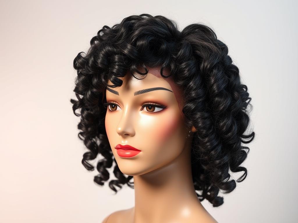 Heat-resistant synthetic curly wig hairstyle for black women