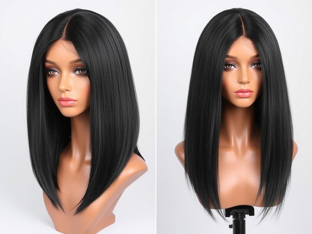 Kinky straight wig for black women with natural texture and part