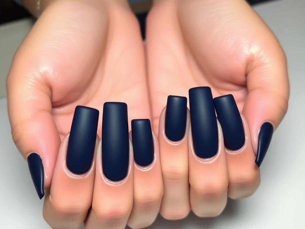 Matte blue square acrylic nails