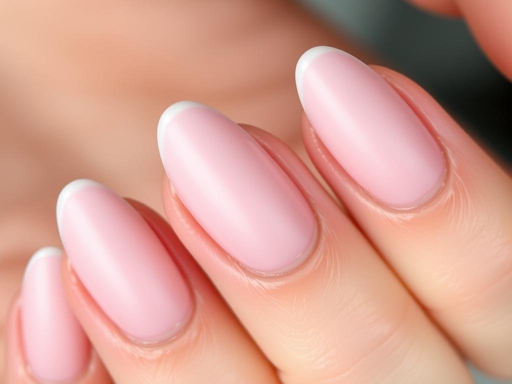 Matte french tip almond acrylic nails with non-glossy finish