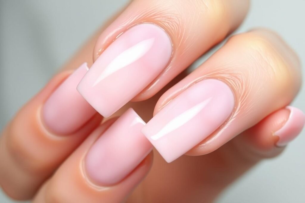 Milky baby pink square acrylic nails