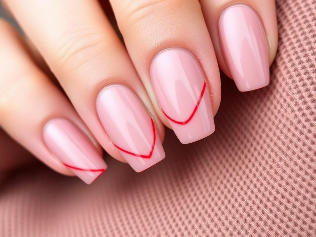 Minimalist cherry acrylic nails with subtle cherry designs on nude base