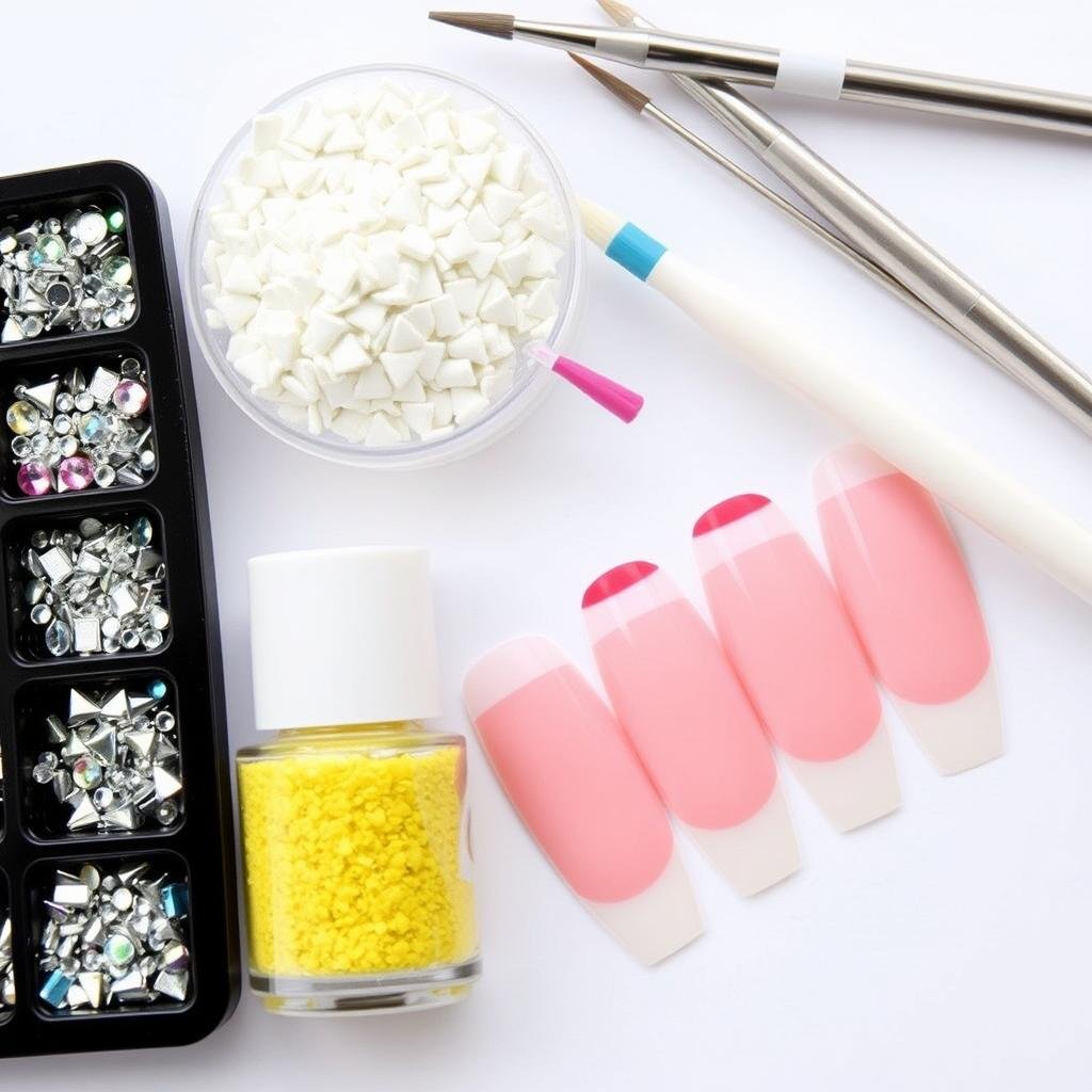 Nail art supplies for decorating medium French tip acrylic nails