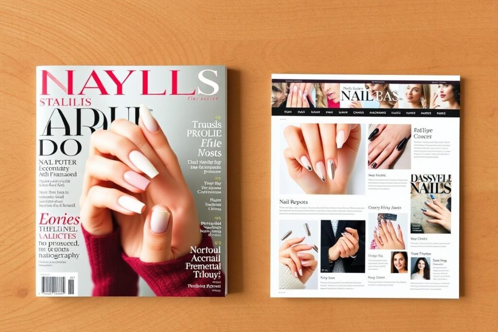 Nail magazines and blogs featuring professional acrylic nail designs