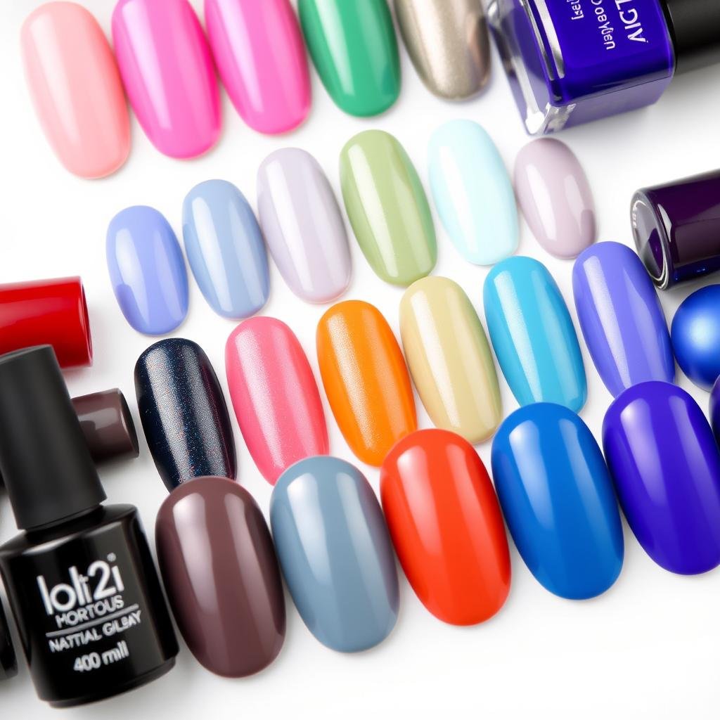 Nail polishes and gel colors for decorating clear acrylic nails Nail polishes and gel colors for decorating clear acrylic nails