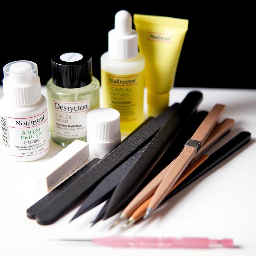 Nail preparation products including primer, dehydrator and nail files
