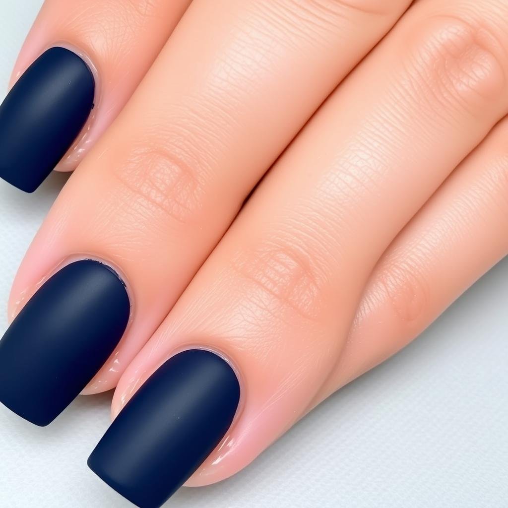 Navy blue acrylic nails with matte finish