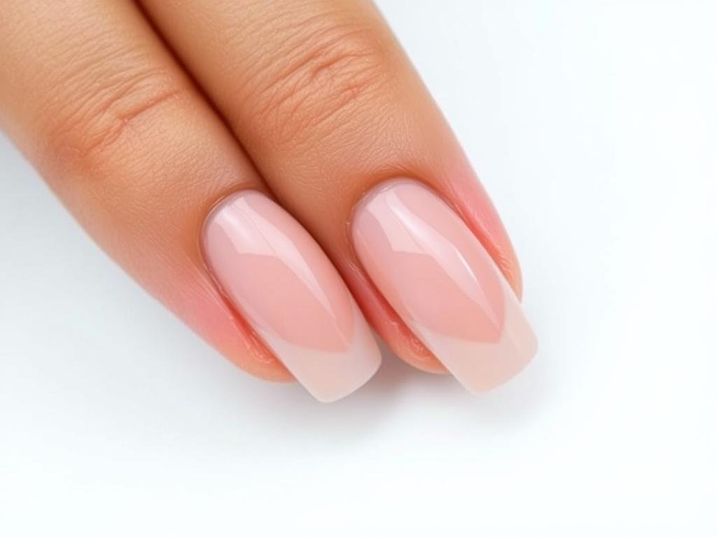 Negative space nail art on natural looking acrylic nails