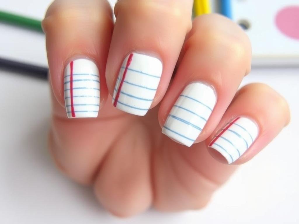 Notebook paper back to school acrylic nails