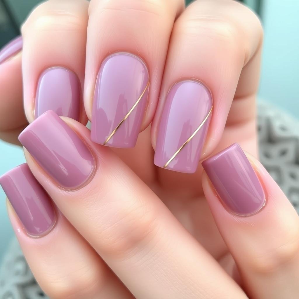 Office-appropriate purple acrylic nails with subtle design