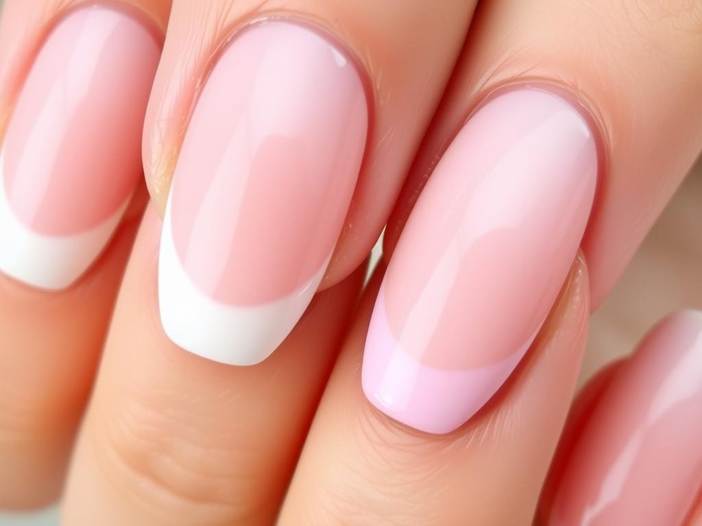 Ombré french tip acrylic nails almond shape with gradient effect
