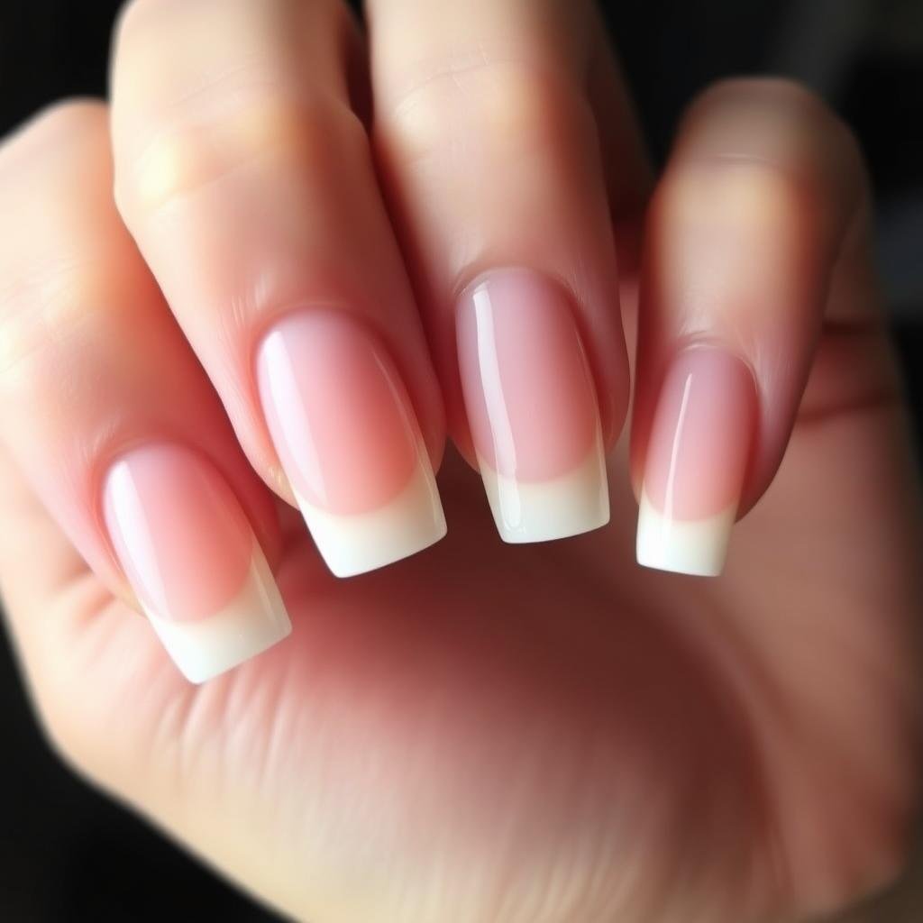 Ombre square French tip acrylic nails