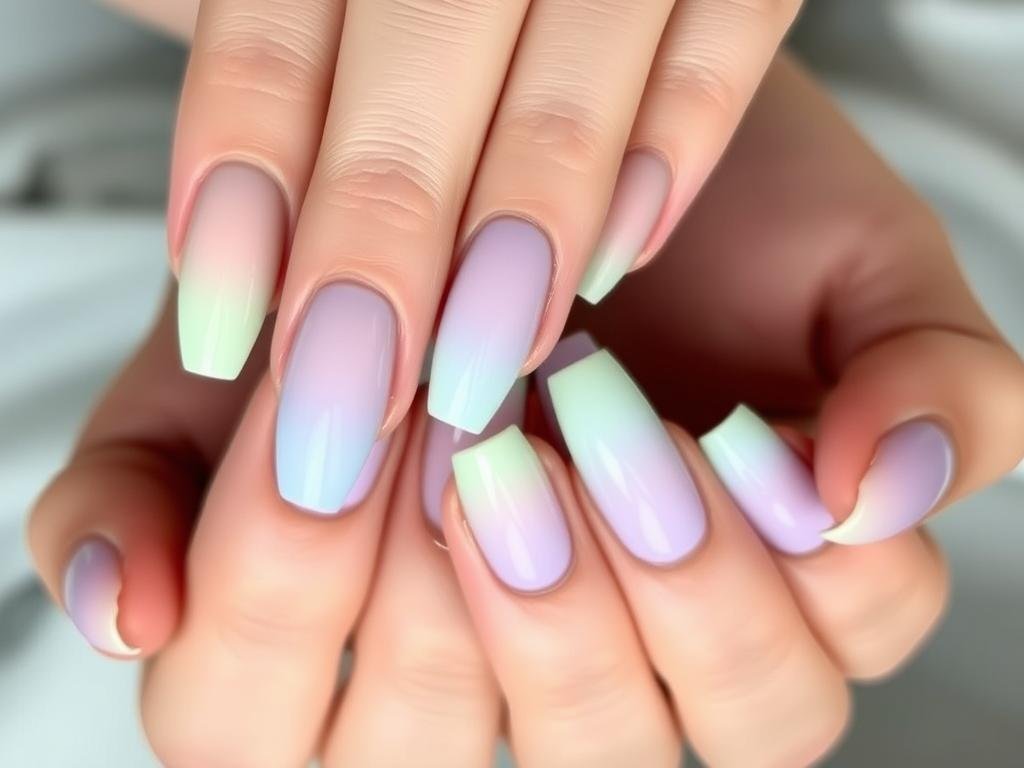 Pastel ombré back to school acrylic nails